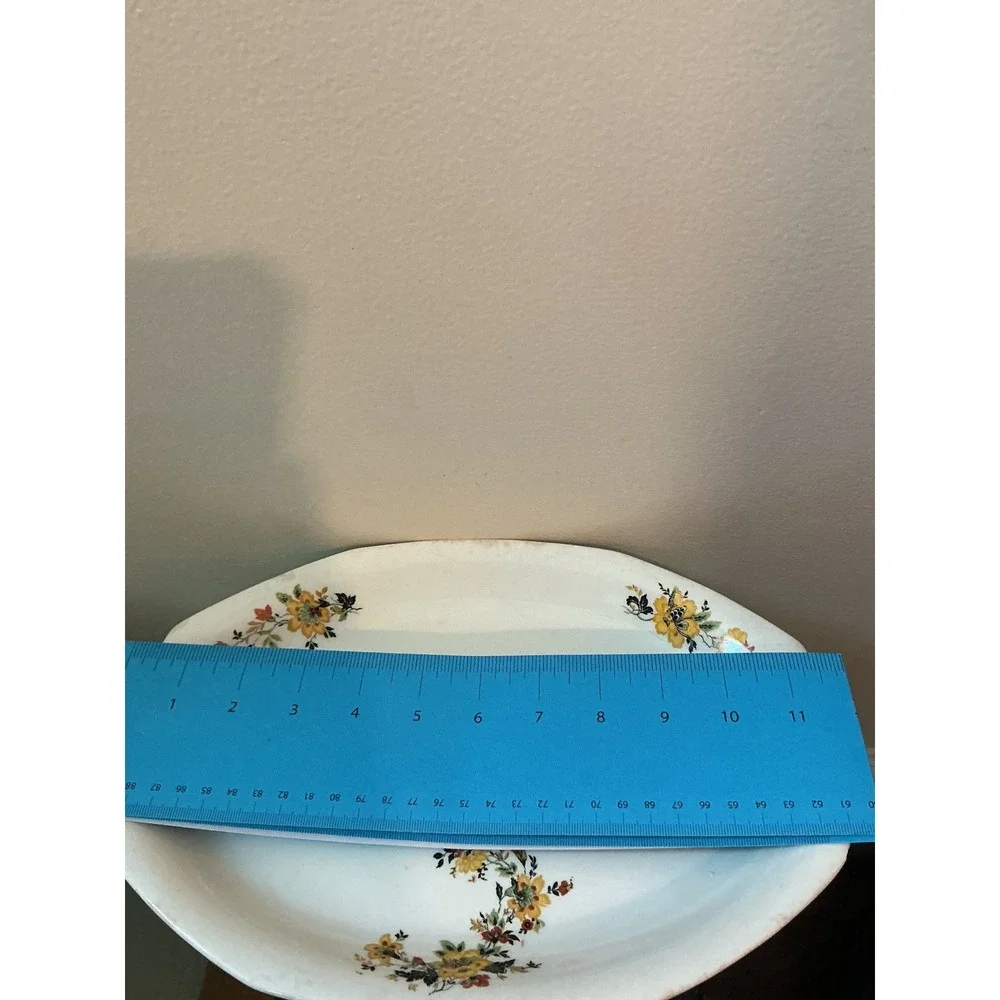 Vintage Homer Laughlin Floral Oval Serving Platter 11.5 Inch Made‎ in USA Cream